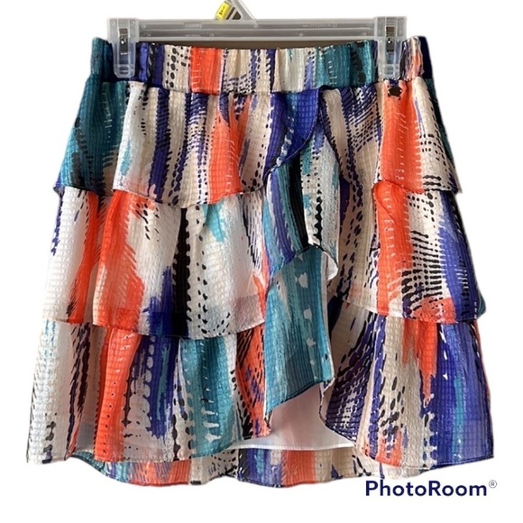 GUESS Multicolored Tiered Pull On Mini Skirt Size Small - Picture 1 of 10